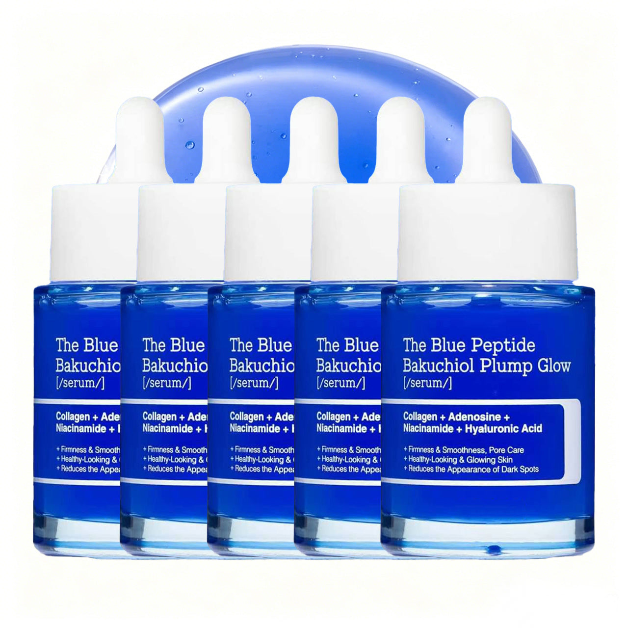 Korean The Blue Peptide Bakuchiol Plump Glow Serum – Firms the Look of Sagging Skin, Smooths Fine Lines & Restores Youthful Bounce