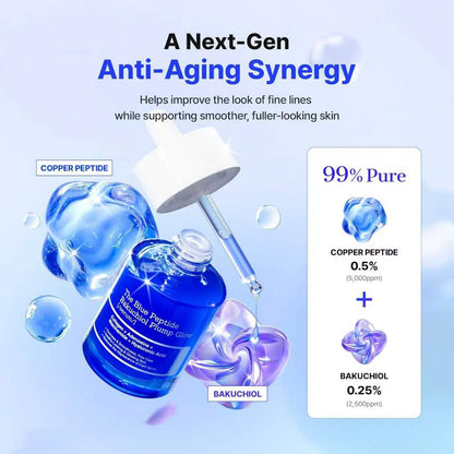 Korean The Blue Peptide Bakuchiol Plump Glow Serum – Firms the Look of Sagging Skin, Smooths Fine Lines & Restores Youthful Bounce（2）
