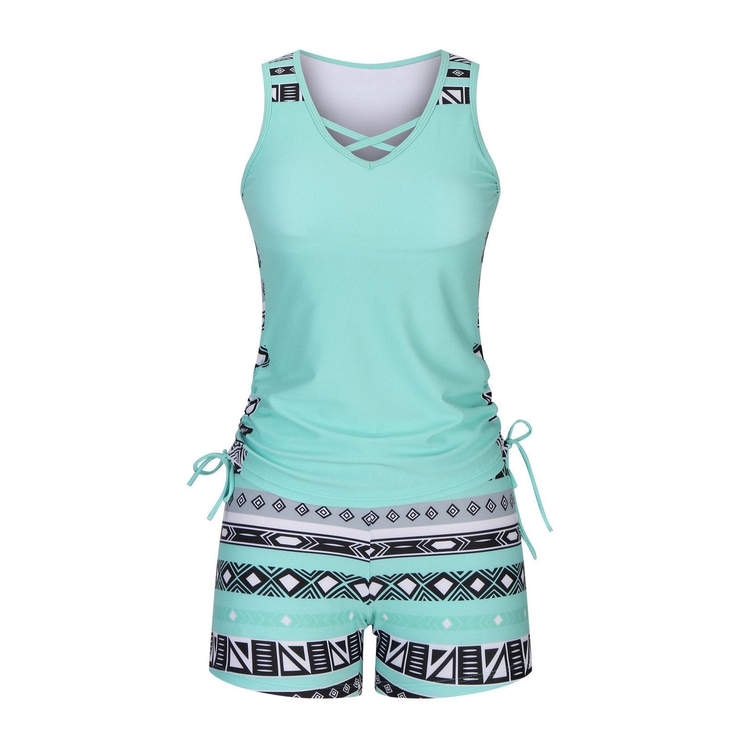 Women's Tummy Control Tankini Set with Built-In Bra – Flattering Boho Swimwear with Shorts🔥 Buy 2 Free Shipping（2）