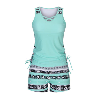 Women's Tummy Control Tankini Set with Built-In Bra – Flattering Boho Swimwear with Shorts🔥 Buy 2 Free Shipping（2）