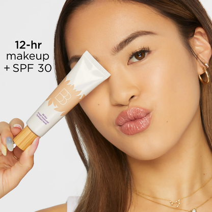 Skip the heavy foundation feel. Blur pores, even tone, and look polished in 60 seconds