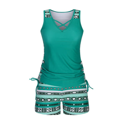 Women's Tummy Control Tankini Set with Built-In Bra – Flattering Boho Swimwear with Shorts🔥 Buy 2 Free Shipping（2）