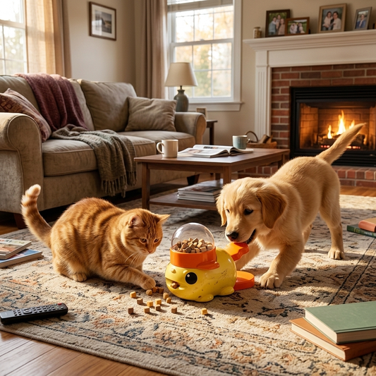 Yellow Duck Pet Feeder Interactive Toy for Cats and Dogs Training